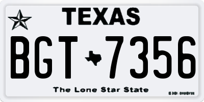 TX license plate BGT7356
