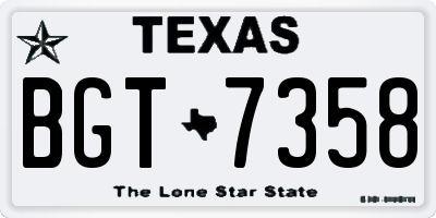 TX license plate BGT7358