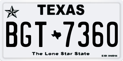 TX license plate BGT7360