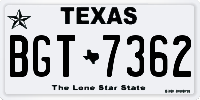 TX license plate BGT7362