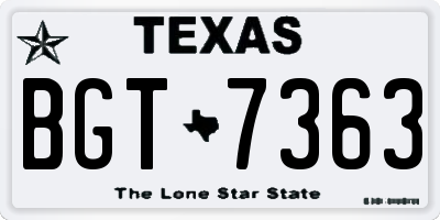 TX license plate BGT7363