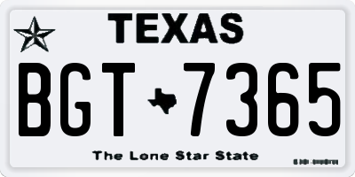 TX license plate BGT7365