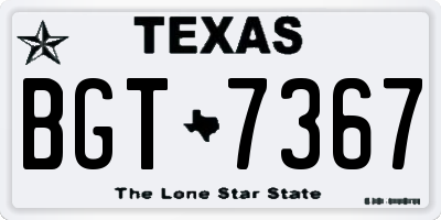 TX license plate BGT7367