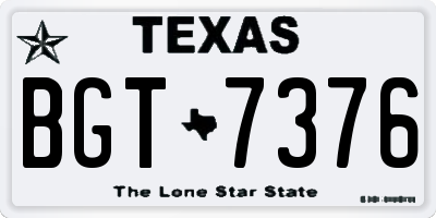 TX license plate BGT7376