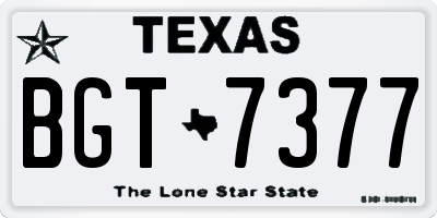 TX license plate BGT7377