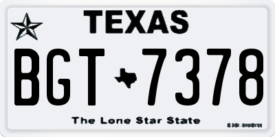 TX license plate BGT7378