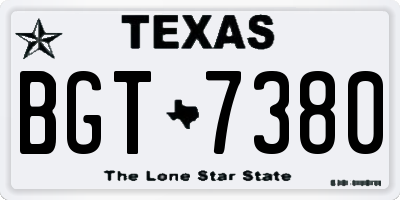 TX license plate BGT7380