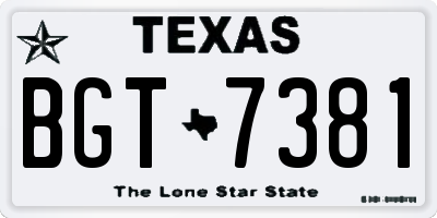 TX license plate BGT7381