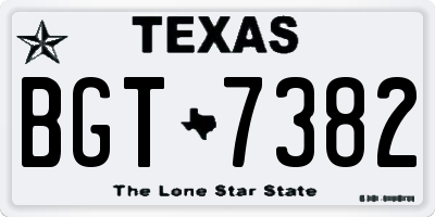 TX license plate BGT7382