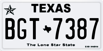 TX license plate BGT7387
