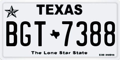 TX license plate BGT7388