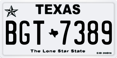 TX license plate BGT7389
