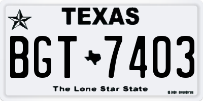 TX license plate BGT7403