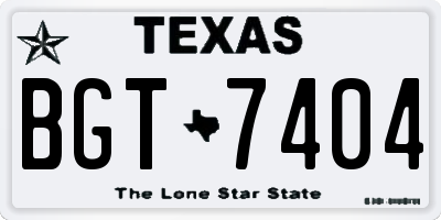 TX license plate BGT7404