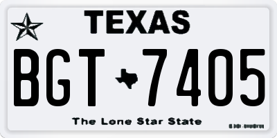 TX license plate BGT7405