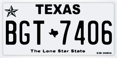 TX license plate BGT7406