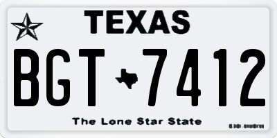 TX license plate BGT7412