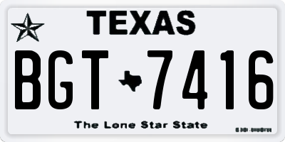 TX license plate BGT7416