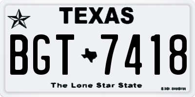 TX license plate BGT7418