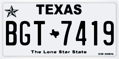 TX license plate BGT7419