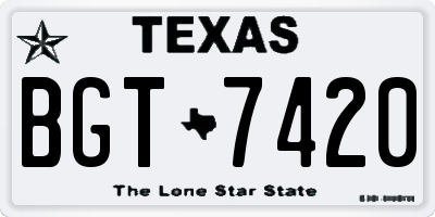 TX license plate BGT7420