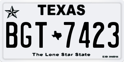 TX license plate BGT7423