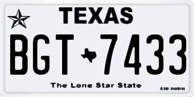 TX license plate BGT7433