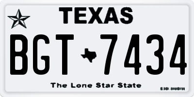 TX license plate BGT7434