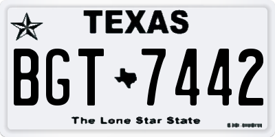 TX license plate BGT7442