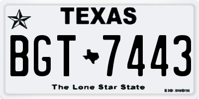 TX license plate BGT7443