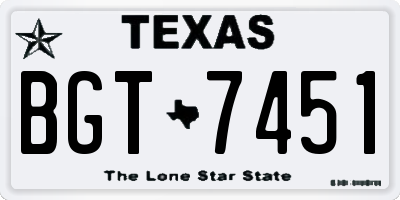 TX license plate BGT7451