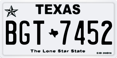 TX license plate BGT7452