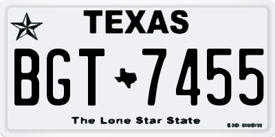 TX license plate BGT7455