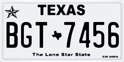 TX license plate BGT7456
