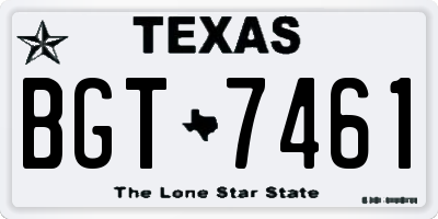 TX license plate BGT7461