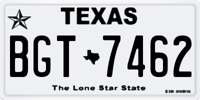 TX license plate BGT7462