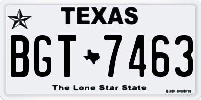 TX license plate BGT7463