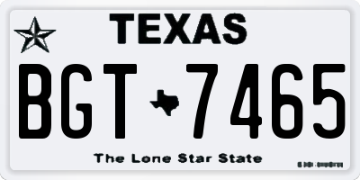TX license plate BGT7465