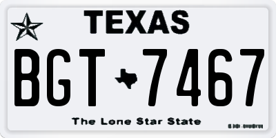 TX license plate BGT7467