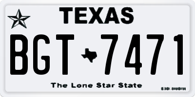 TX license plate BGT7471