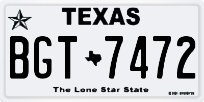 TX license plate BGT7472