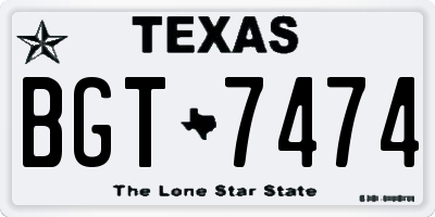 TX license plate BGT7474