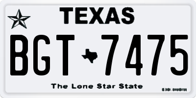 TX license plate BGT7475