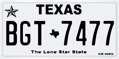 TX license plate BGT7477