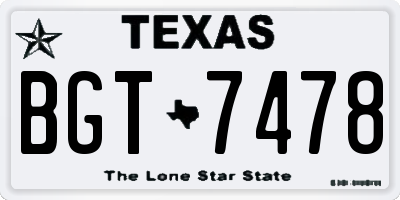 TX license plate BGT7478