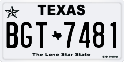 TX license plate BGT7481