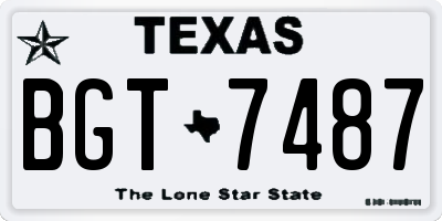 TX license plate BGT7487