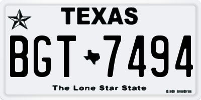 TX license plate BGT7494
