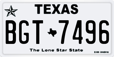 TX license plate BGT7496