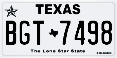 TX license plate BGT7498